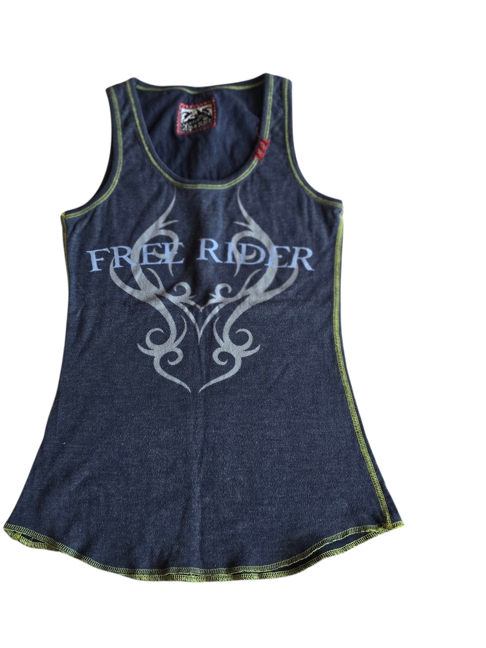 Alp N Rock Navy Blue Free Rider Graphic Tank with Lime Trim